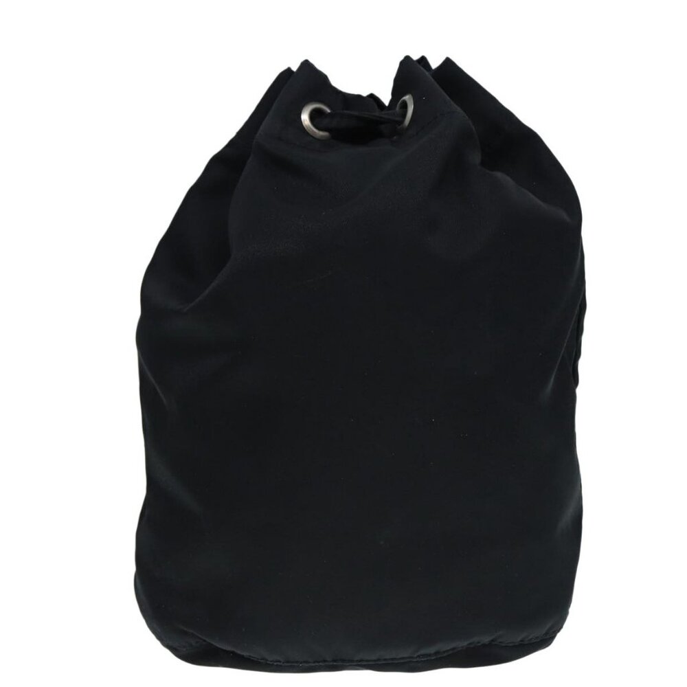 Prada Drawstring Pouch Nylon Black Silver Auth - image 3